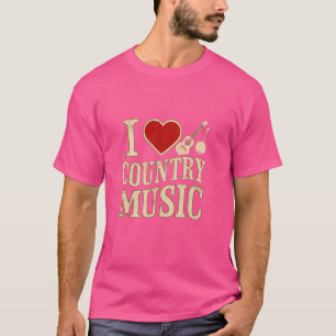 T-shirt j'adore la musique country drôle banjo et guitaris