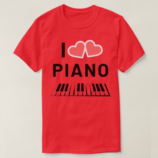T-shirt J'adore la musique piano (3) (Design devant)