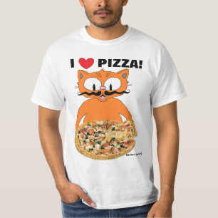 T-shirt J'adore la pizza ! Dessin drôle mignon de Mustach