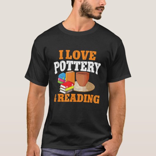 T-shirt J'adore la poterie et la lecture de chat potier (Devant)
