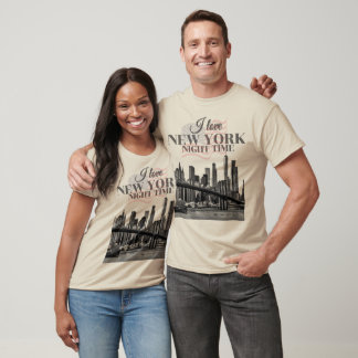 T-shirt J'adore la skyline nocturne de New York 