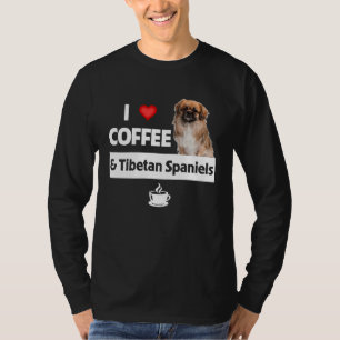 T-shirt J'adore le café et les spaniels tibétains Maman Pa