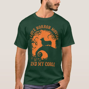 T-shirt J'adore le film d'horreur et mon Corgi drôle Hallo