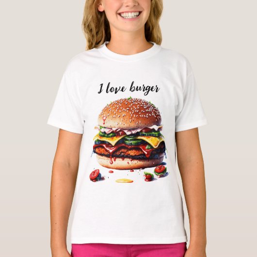 T-shirt J'adore le hamburger (Devant)