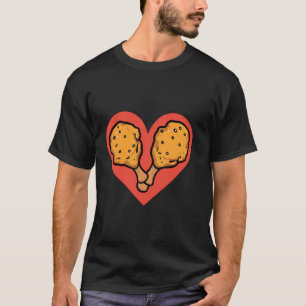 T-shirt J'adore le poulet frit drôle coeur poulets frits F