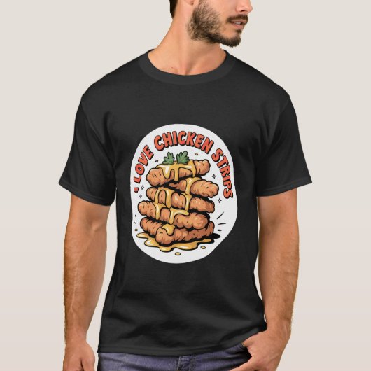 T-shirt J'adore les bandes de poulet, les frites, les envi (Devant)