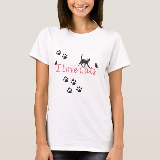 T-shirt J'adore les chats (Devant)