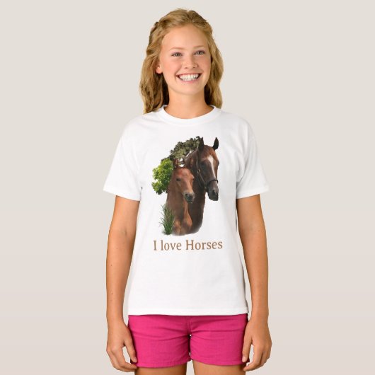 T-shirt J'adore les chevaux (Devant entier)