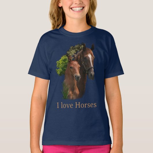 T-shirt J'adore les chevaux (Devant)