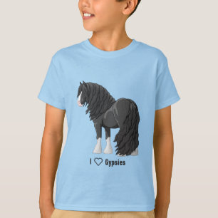 T-shirt J'adore les chevaux de la banderole noire tzigane