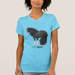T-shirt J'adore les chevaux de la banderole noire tzigane