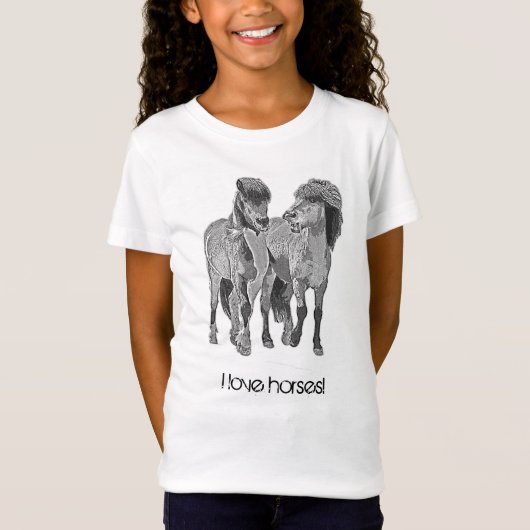 T-Shirt J'adore les chevaux ! poneys islandais mignons (Devant)
