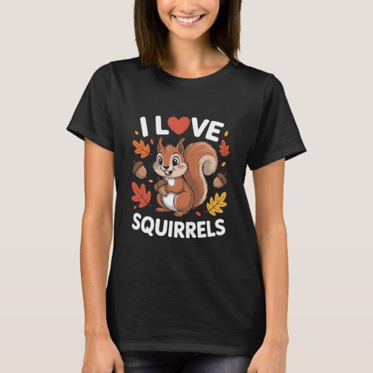 T-shirt J'adore les écureuils Cute feuilles d'automne Glan (Devant)