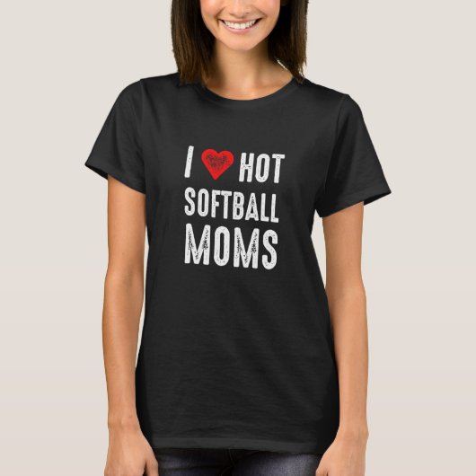 T-shirt J'adore les mamans de softball chaudes (Devant)
