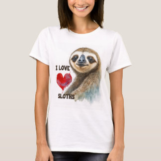T-shirt J'adore les paresseux, la carte de voeux paresseux