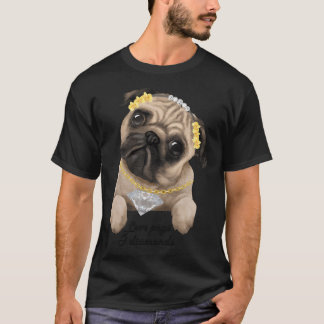 T-shirt J'adore les pug et les diamants, l'art de compagni