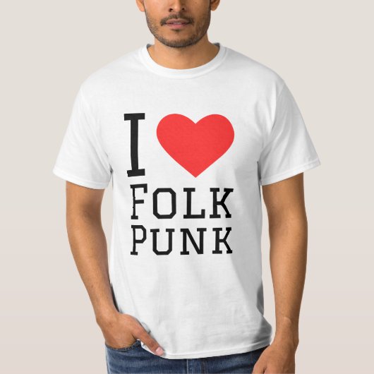 T-shirt J'adore les stickers carré punk folk (Devant)