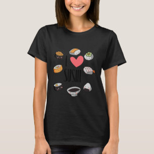T-shirt J'adore les sushis, Maki mignons et nigiri Japonai