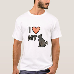 T-shirt J'adore Ma chemise de chat drôle Conception d'amou