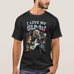 T-shirt J'adore mes GLP-1s Graphique Néon Guitariste Rock