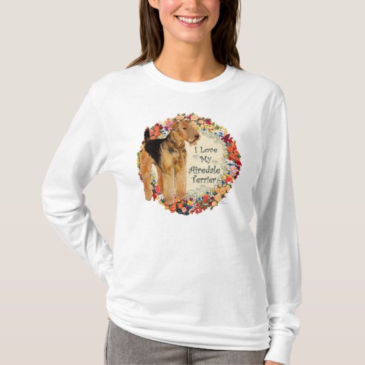 T-shirt J'adore mon Airedale (Devant)