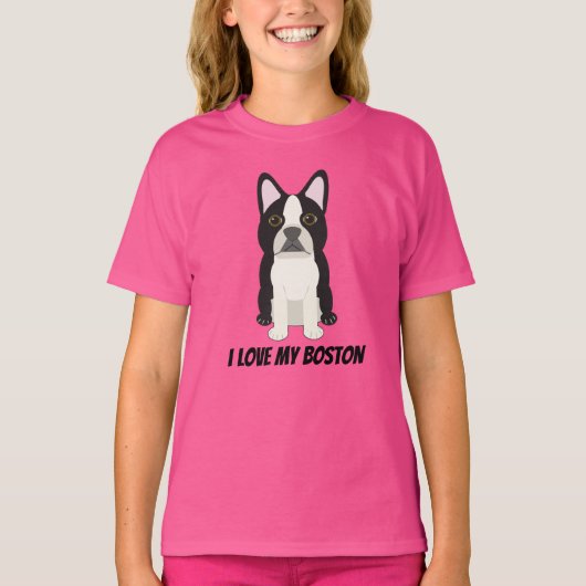 T-shirt J'adore mon Boston Terrier (Devant)
