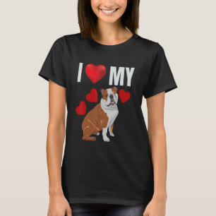 T-shirt J'adore mon Bulldog Mignon Adorable Bouledogue An