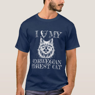 T-shirt J'adore mon chat norvégien empreintes blanches
