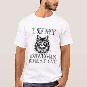T-shirt J'adore mon chat norvégien empreintes de pattes no