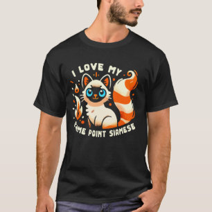 T-shirt J'adore mon chat persan siamois pointe flamme