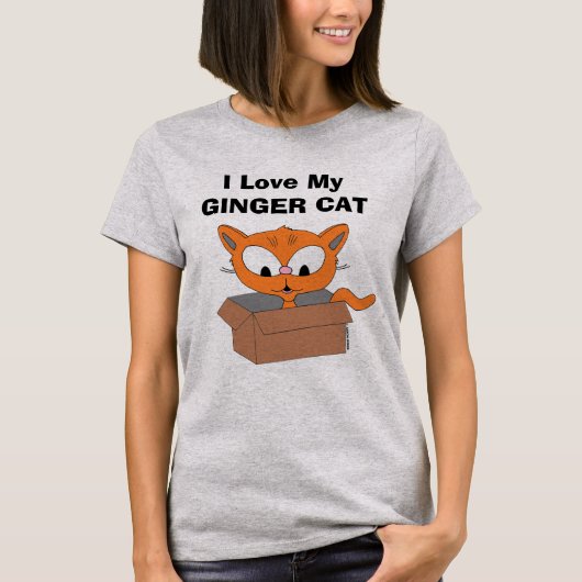 T-shirt J'adore mon chat roux (Devant)
