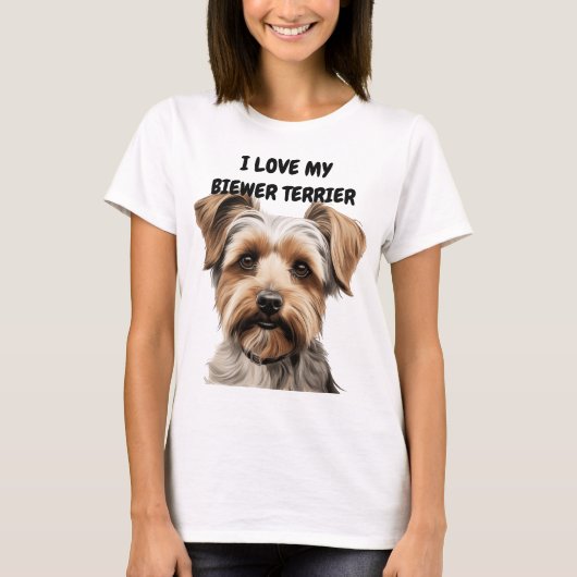 T-SHIRT J'ADORE MON CHIEN BIEWER TERRIER (Devant)
