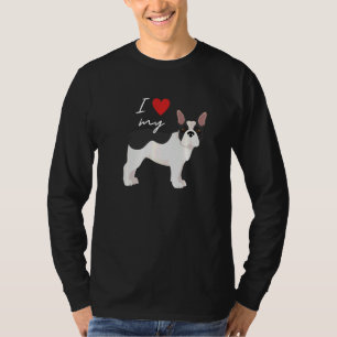 T-shirt J'adore mon chien Bouledogue Français noir et blan
