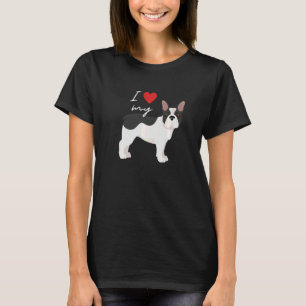 T-shirt J'adore mon chien Bouledogue Français noir et blan