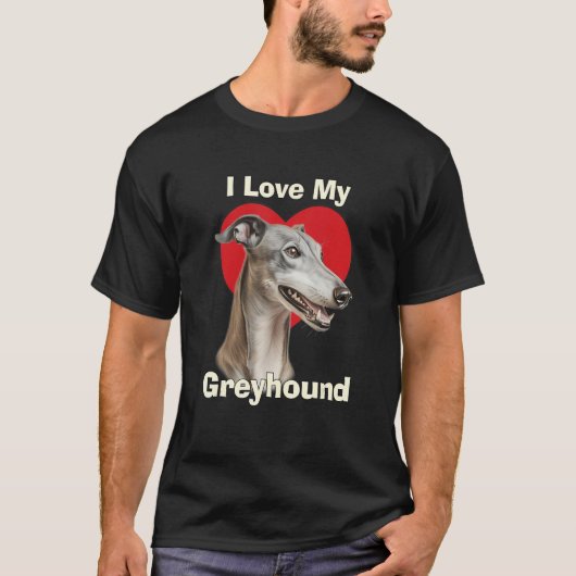 T-shirt J'adore mon chiot lévrier (Devant)