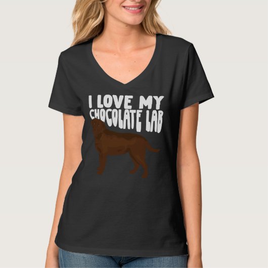 T-shirt J'adore mon chocolat Lab Labrador Chien (Devant)