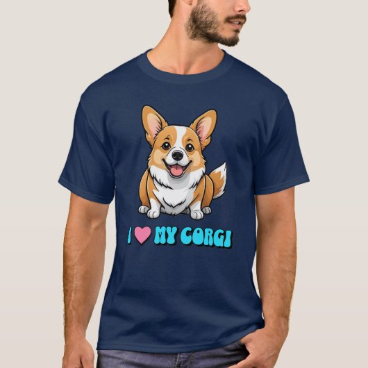 T-shirt J'adore mon Corgi (Devant)