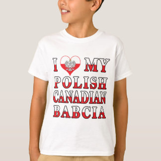T-shirt J'adore mon drapeau canadien polonais Babcia