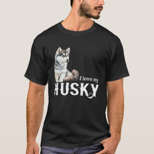 T-shirt J'adore mon husky Chien de traîneau mignon Husky s