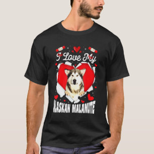 T-shirt J'adore mon Malamute d'Alaska Valentine Chien