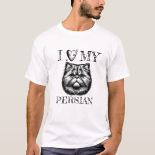 T-shirt J'adore mon persan, chat et empreintes de pattes n