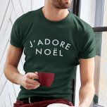 T-shirt J'adore Noel | Modern Love Noël à la mode Noël<br><div class="desc">Simple et élégant J'adore Noel" citation art mens t-shirt avec typographie moderne et minimaliste en blanc dans un style festif branché. La citation se traduit par "J'aime Noël" en français. Le cadeau ou l'accessoire parfait pour la saison des Noël!</div>