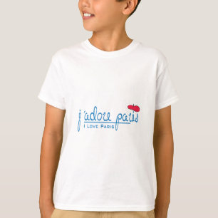 T-shirt j'adore Paris (J'aime Paris) avec béret rouge