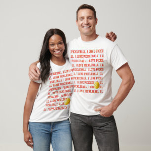 T-shirt J'ADORE PICKLEBALL Sports Yellow Orange Ball Net