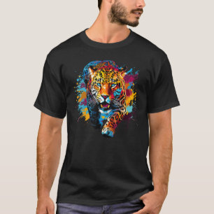 T-shirt Jaguar Coloré Amateur de Gros Chats Sauvages Art S