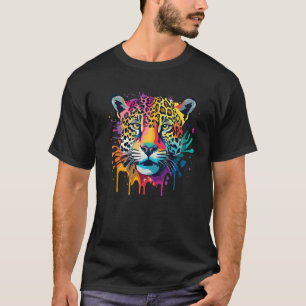 T-shirt Jaguar Grand Chat Éclaboussure Graphisme Hommes Fe