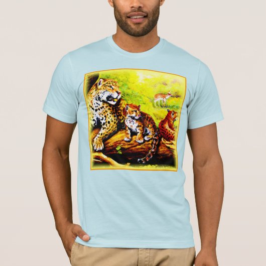 T-shirt Jaguar Maman et Cubs Se détendre dans la jungle. C (Devant)