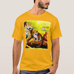 T-shirt Jaguar Maman et Cubs Se détendre dans la jungle. C