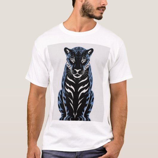 T-shirt Jaguar silencieux - Design d'élégance bleue (Devant)