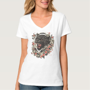 T-shirt Jaguar-Strength en fleurs de minuit, élégance